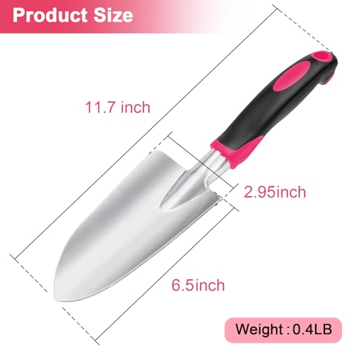 Garden Shovel Hand Garden Trowel, Heavy Duty Gardening Shovel with Ergonomic Handle, Hand Shovel Garden Shovels for Digging, Rust Resistant Garden Spade Gardening Tools for Garden Work, Red - style: Trowel-Red