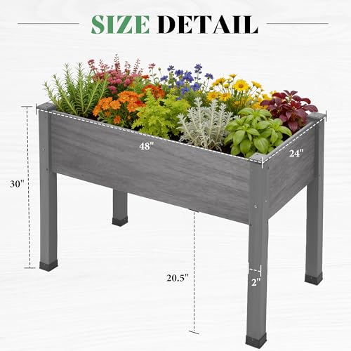 AMERLIFE Raised Garden Bed, 48x30x24 Inches Elevated Wood Planter Box - color: Gray, size: 4x2 FT-Regular