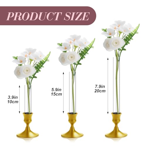 6 Pack 7.9" Glass Bud Vase Taper Candle Holder - size: 7.9"