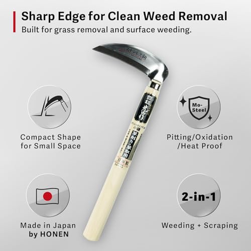 HOUNEN Japanese Stainless Steel Hand Weeder, 4.7-Inch Optimized-Angle Blade - color: 4.7" Stainless Weeding Sickle