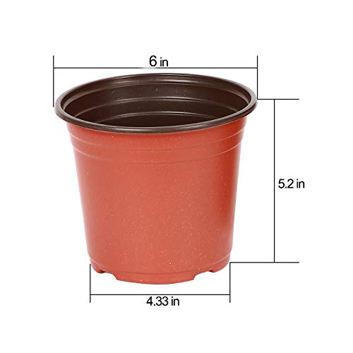 KINJOEK 160 Packs 6 Inch 1/2 Gallon Plant Nursery Pots, Plastic Nursery Flower Plant Pots Container Seed Starting Planter Nursery Pots for Seedlings Transplants Indoor Outdoor, Garden Yard - color: Red, size: 160 Packs 6 Inches Plant Pots