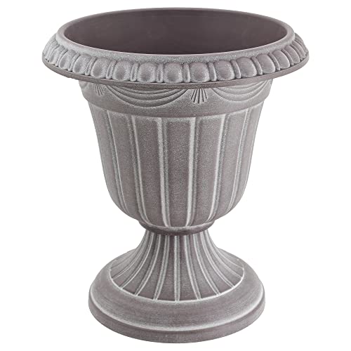 Arcadia Garden Products Large 16x18” Classic Traditional Plastic Urn Planter, Indoor/Outdoor Garden Plant Pot Garden Décor, White Wash - color: Whitewash, size: 16" x 18"