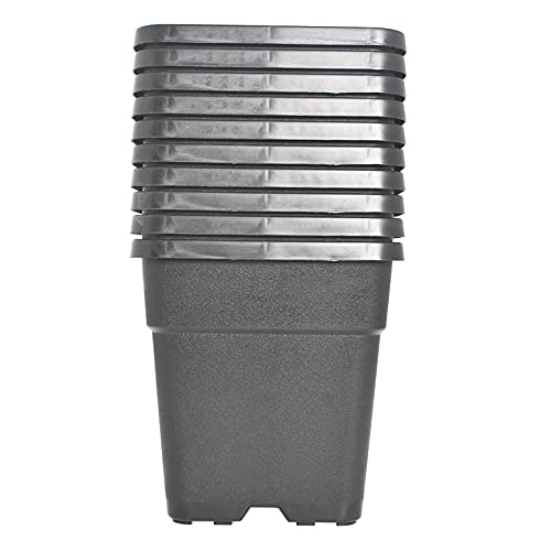 10-Pack 1.4 Gallon Square Plastic Garden Planter Pots Flower Seedling Container Fit for Indoor Outdoor Plants Seedlings Flowers Vegetables Black
