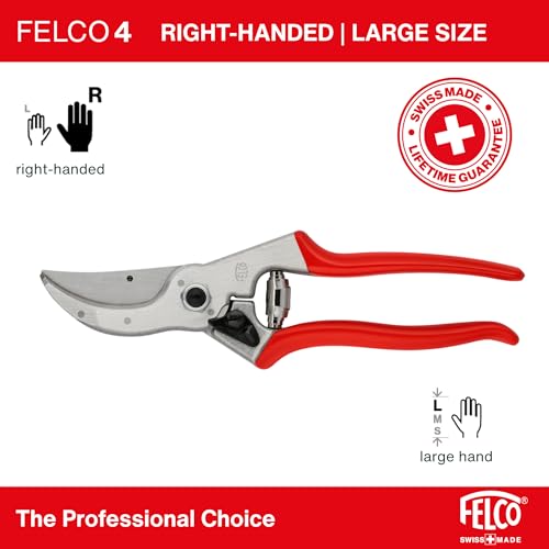 Felco F4 Pruning Shears – 9.25" Swiss-Made Garden Clippers for Pruning | Hand Pruners for Gardening | Garden Tool Cutter with Precision Bypass Blade, Aluminum Body, Replaceable Parts, Nut/Bolt Model - size: F4 Large Basic