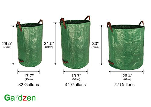 Gardzen 3 Pack Garden Waste Bags 32 40 72 Gallon Reusable Heavy Duty