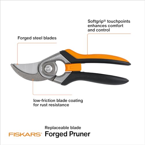 Fiskars Forged Steel Bypass Pruning Shears, 1" Cut Capacity Garden Clippers - style: Forged Pruner