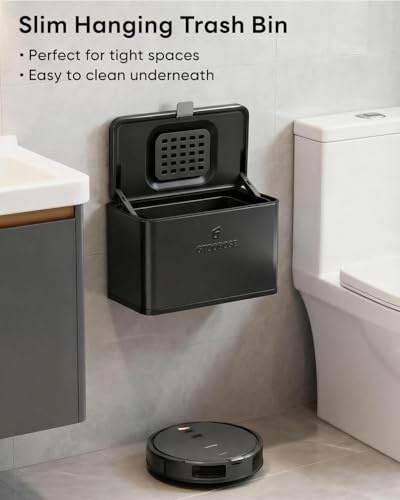 Compost Bin for Kitchen, 4L/1.05 Gal Small Hanging Trash Can, Wall Mounted Slim Stainless Steel Garbage Bin with Lid & Inner Bucket & Carbon Filter for Under Sink/Cabinet Door, Black - size: 4L-Black