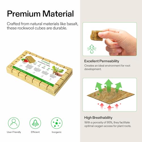 VIVOSUN 1.6 Inch Rockwool Cubes, Grow Cubes for Hydroponics, Cuttings, Cloning, Plant Propagation, Seed Startling, 8 Sheets 224 Plugs (Pack of 2) - size: 1.6"-224 Plugs (Pack of 2)