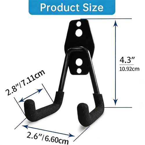 GeeWatom 2 Pack Garage Storage Utility Hooks,Garage Garden Tool Organizer,Steel Wall Mount Hooks, Garden Small U Hooks (Matte Black) - color: Matte Black