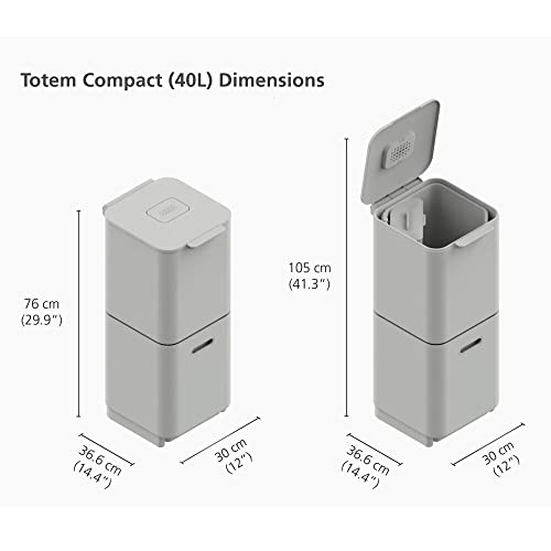 Joseph Joseph Totem Compact 40 liter/10.5 Gallon Waste Separation and Recycling Kitchen Trash Bin with Odor Filter and Removable Food Waste Caddy, Stone - color: Stone, size: 40L