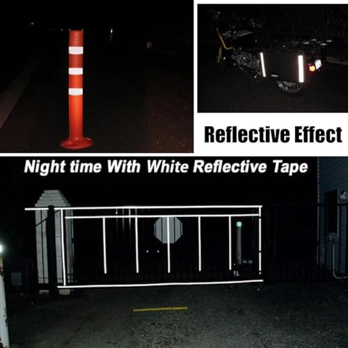 Reflective Tape, Waterproof Self Adhesive Dot Safety Reflector - color: White, size: 1 Inch x 65 Feet