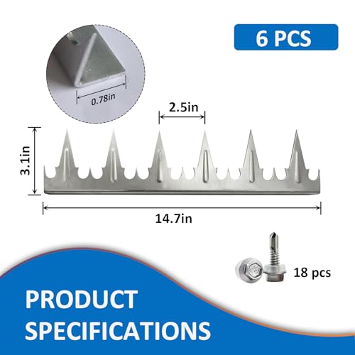 Anti Climbing Decorative Deterrent Fence Metal Spikes Fence Nail (6 Pieces 89 inches) Strong Silver Galvanized Steel Plate to Prevent Bears Coyotes and Thieves from Intruding Protect The Safety of - color: Silver