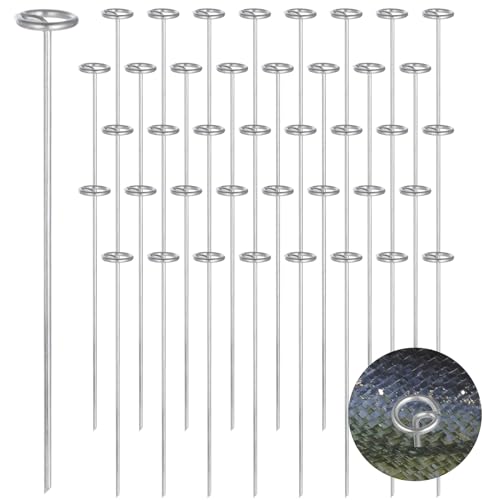 40 PCS Landscape Staples 8 inch, 8 Gauge Landscape Fabric Pins, Galvanized Circle Top Garden Stakes for Landscaping and SOD, Anti-Rust G-Shaped Weed Barrier Pins - size: 8"L x 1"W