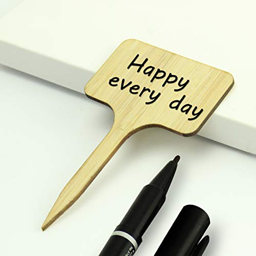 50Pcs Bamboo Plant Labels with A Marker Pen T-Type Wooden Plant Sign Tags Garden Markers for Seed Potted Herbs Flowers Vegetables 2.3 x 4 inch (50)