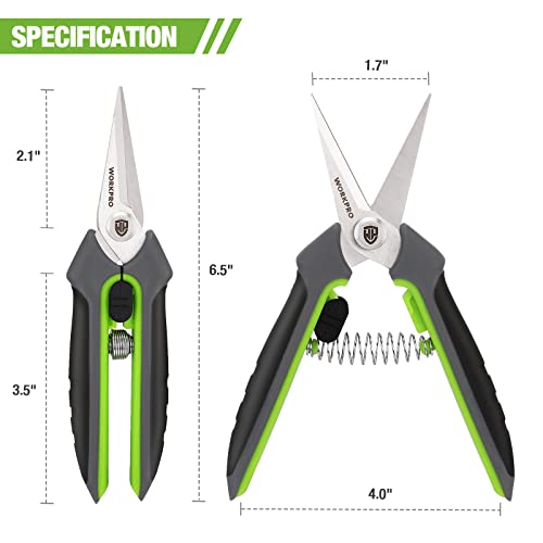 WORKPRO 2 Pack Garden Pruning Shears, 6.5" Small Hand Pruners with Sheath