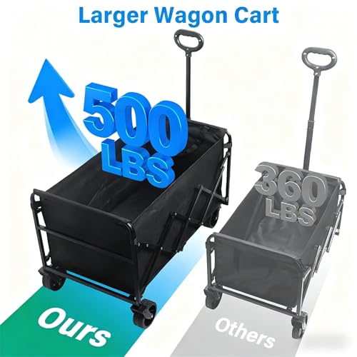 Wagons Carts Foldable, 500lbs Heavy Duty Wagon Cart, Folding Utility Cart - color: Wagons-black06