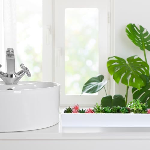 FillTouch 32 x 3.5 x 3.5 Inch 1 Pcs Long Rectangular Planter Box,White - color: White, size: 32 x 3.5 x 3.5 Inch