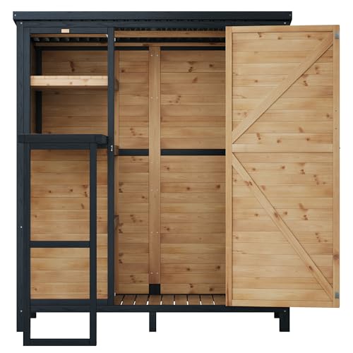Jocisland Solid Wood Outdoor Stotage Cabinet Shed, 5.15x2.75 FT