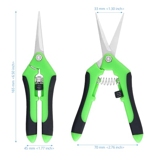 15 PCS 6.5 inch Garden Trimming Scissors, Gardening Hand Pruners with Straight Stainless Steel Precision Blades, Pruning Shears for Flowers Branches Precise Cuts, Green - color: Green