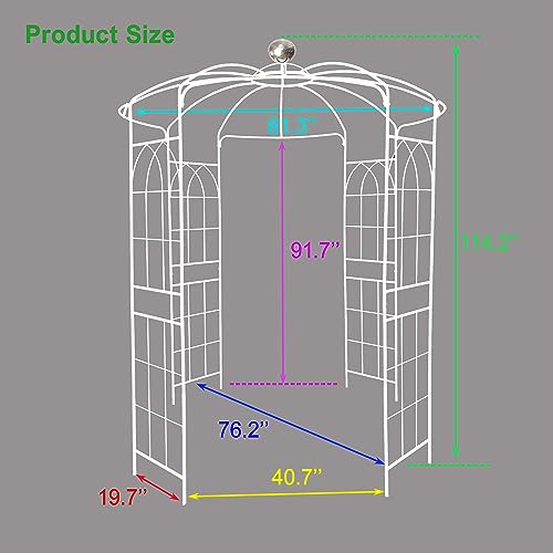 Metal Garden Arch – Birdcage Shape Heavy Duty Garden Arbors Gazebo, 81.3" Dia x 114.2" H Iron Arbor Pergola Pavilion for Wedding Ceremony, Outdoor Climbing Plants & Roses, Cream White - color: Cream White