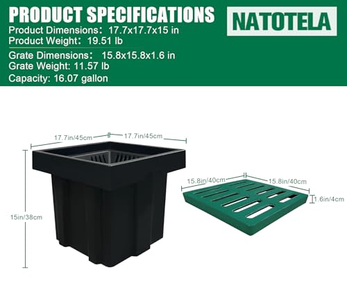 A15 18x18x15in. Catch Basin with Fiber Glass Grate - size: 18x18x15in