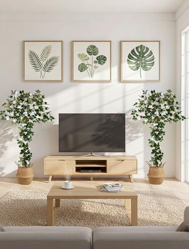 BLOSMON 5ft Bougainvillea Artificial Flower Tree for Front Porch, White - color: White Bougainvillea
