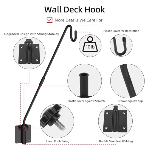 Deck Hook Wall Mount, Heavy Duty Metal Plant Hanger 360° Rotating - size: Wall Mounted
