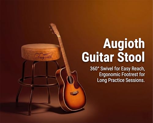 Rotatable Guitar Stool GT-22, Footrest Support, Leather, Brown