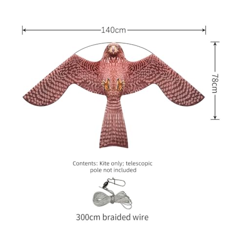 Bird Scarer Kite Without Pole Crops Farm Protector Hawk Flying Kite-Type-A - color: Brown-Pink