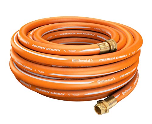 Continental Premium Garden Orange Heavy Duty Cold Water Garden Hose, 5/8in Inside Diameter x 50ft Length, Male x Female Garden Hose Thread - color: Orange, size: 50ft