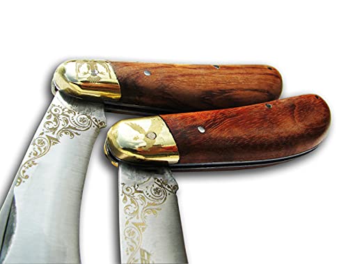 Glittering Bazaar 7" Folding Garden Hawkbill Sickle, Weed Pruning, Mushroom, Budding Grafting, Vineyards Tool for Gardeners or Campers Harvesting Orchards - High Carbon Steel