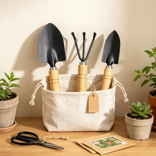 3PCS Mini Gardening Tool Set - Wooden Handle Garden Tools with Trowel, Transplanter & Cultivator Rake, Perfect for Planting, Transplanting & Small Garden Care(Thick Grip) - size: Thick Grip