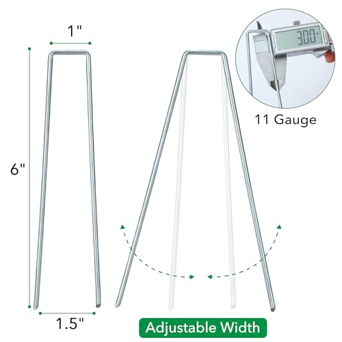 UNCO- Galvanized Landscape Staples, 6 Inch, 500 Pack, Garden Staples, U-Shaped Landscape Pins for Weed Barrier Cover, Ground Cover