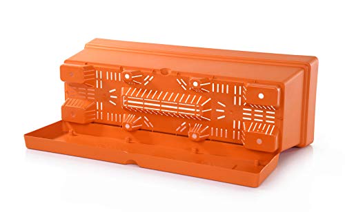 Mintra Window Planter Box, Plastic Rectangular Flower Pot for Indoor & Outdoor Plants, Decorative Planters with Saucer and Drainage Holes, for Window, Patio, Balcony, 19" W x 6.75" H – Orange - color: Orange