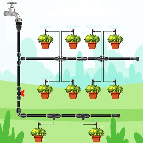 1/2 Inch To 1/4 Inch Drip Irrigation Fittings, 8 Pack Push-to-Fit 1/2" (1/2" ID x 0.65" OD) to 1/4" Drip Line Reducing Tee 1/2" x 1/4" 6 Way Splitter Connectors for Garden Irrigation System - size: 1/2" to 1/4" Drip Fittings