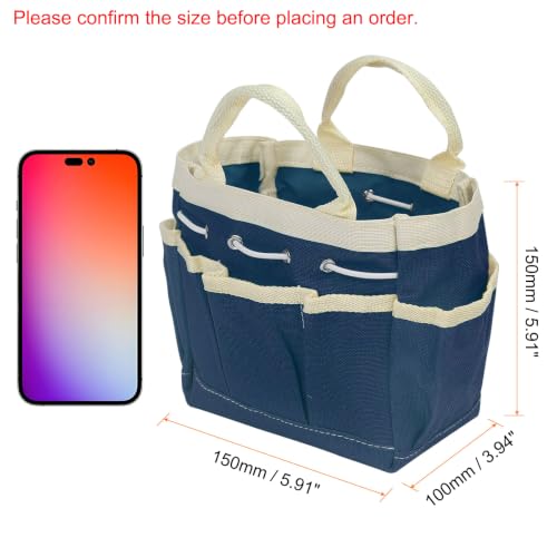 HARFINGTON Garden Tool Bag 5.9" x 3.94" x 5.9" Large Oxford Waterproof with Pockets Garden Tote Bag Gardening Plant Tool Organizer Storage Carrier Store for Outdoor Women Men, Dark Blue - color: Dark Blue