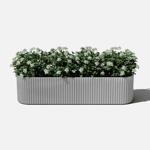 Veradek Demi Series Window Box Planter - Round Outdoor Planter - color: Gray, size: 36 inch