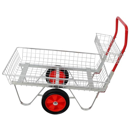Heavy Duty Garden Centre Trolley, 330lbs Capacity Garden Utility Cart with 11-Inch Solid Rubber Wheels, Rolling Storage Trolley for Outdoor Patio Yard Lawn Gardening Tools