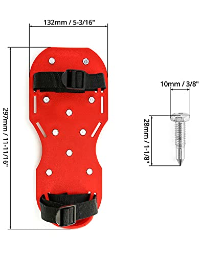 QWORK Gunite Spiked Shoes With 3/4” Short Spikes Perfect For Epoxy Floor, Overlays, Cover Installation, Green Color (Pair) - color: Red, size: 2 Pair
