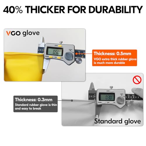Vgo... Latex Reusable Household Gloves,Cleaning Gloves,Long Cuff (HH4601,L) - color: Yellow, size: Large
