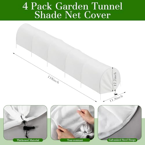 4 Pack 10ft Mini Garden Greenhouse Tunnel Net Cover - color: White