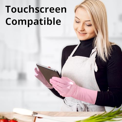 SwiftGrip Disposable Nitrile Dishwashing Gloves, Extended 12 Inches Cuff, 6-mil, Cherry Blossom Cleaning Gloves, Latex-Free - size: Small