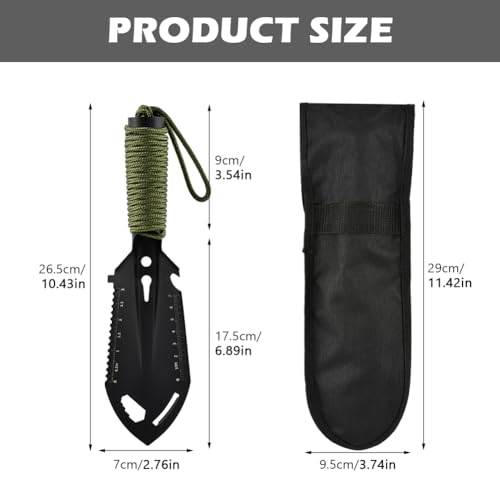 9‑in‑1 Mini Camping Shovel, Ultralight Backpacking Trowel Multitool - color: black