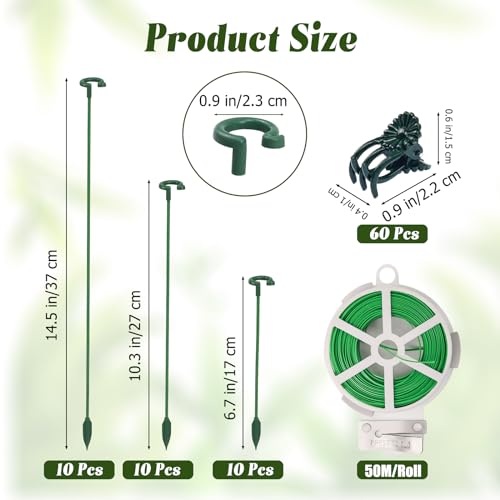 30Pcs Small Plant Stakes for Indoor Plants with Clips&Twist Tie - size: B Set(6.7/10.7/14.6 in)