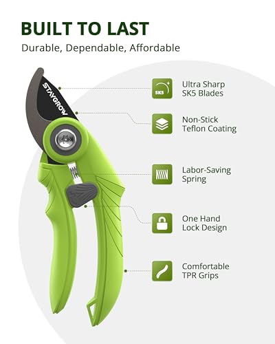 Garden Shears 6.9" Pruning Shears for Gardening Green - size: 6.9 Inch Bypass Green