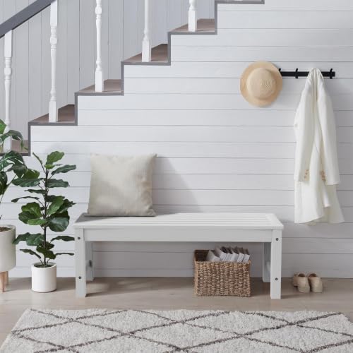 Psilvam 47" Backless Outdoor Bench for 2-Person, 700 LBS Capacity, White - color: White, size: 1 pack