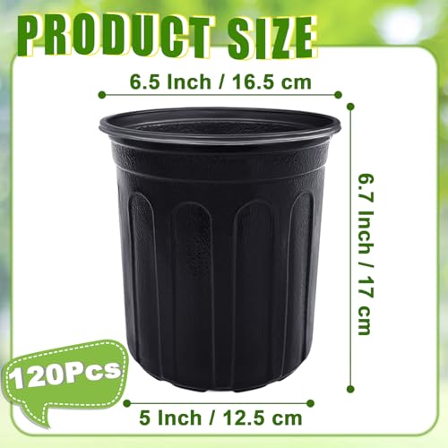 Anyumocz 120 Pcs 1 Gallon Plant Nursery Pots,Plastic Seed Starter Pots with Drainage Holes,Garden Flower Container Seedling Pot for Planting,Transplanting,Cuttings,Home Garden(Black) - size: 120 Pieces 1 Gallon