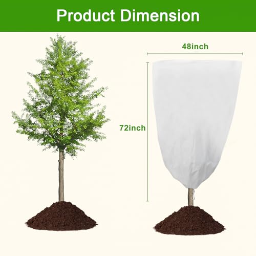 YDSL 3 Pack Plant Covers Freeze Protection, 48"×72" 1.77oz/yd² Plant Frost Covers for Outdoor Plants Shrub Potted Plants Use, Winter Cloth Plant Tree Cover with Drawstring for Cold Weather - size: 3 Pack 48"W×72"H