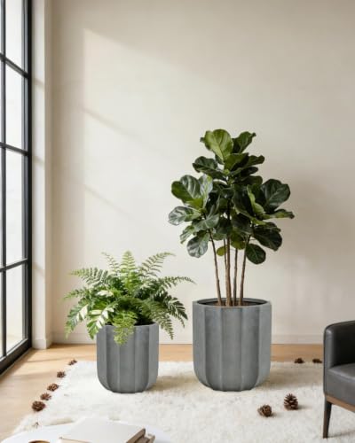 12 Inch Pots for Plants, Large Ceramic Planter with Drainage Hole - color: Grey 12"