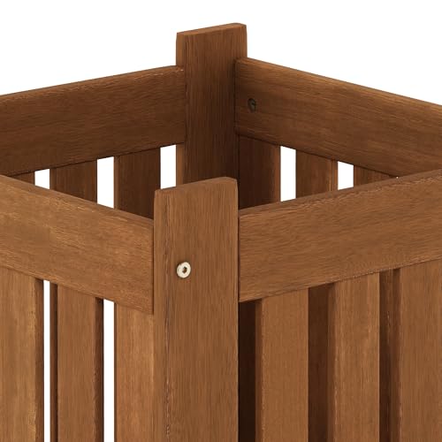 Furinno TIOMAN Planter Box Set of 2, Hardwood Flower Box, Cube Garden Box, in Teak Oil, Outdoor Indoor, Garden, Patio, Balcony, Light Wood - size: Set of 2, 16 x 16 x 18.3